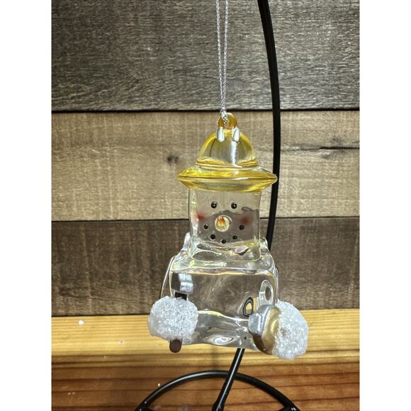 Ice Cube Construction Worker Snowman Acrylic Christmas Ornament - Picture 1 of 4